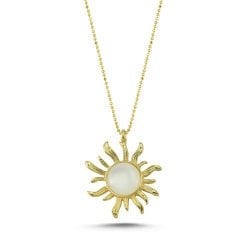 ay taşlı güneş kolye [ gold ]